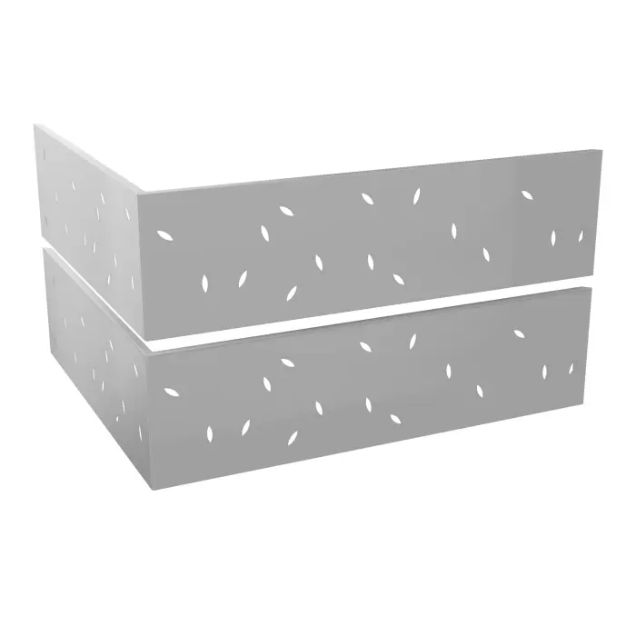 4 habillages Guest perforations ""Feuilles"" métal lisse gris aluminium pour module bas PMR L. 125 cm