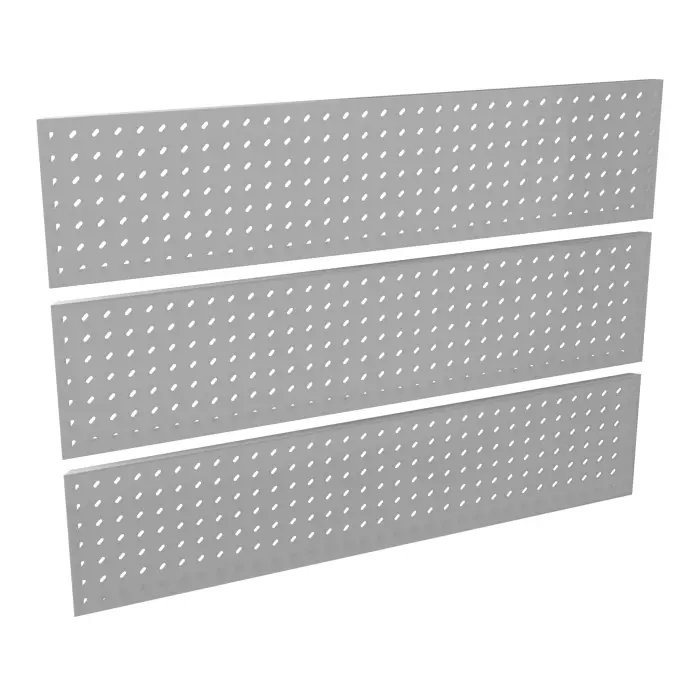 3 habillages Guest perforations ""Biais"" métal lisse gris aluminium pour module haut L. 120 cm