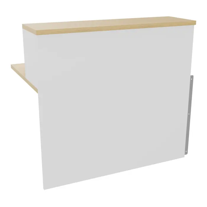 Module de banque d'accueil Guest intermédiaire H. 113 x L. 120 cm plateau mélamine Chêne naturel structure mélamine blanc neige