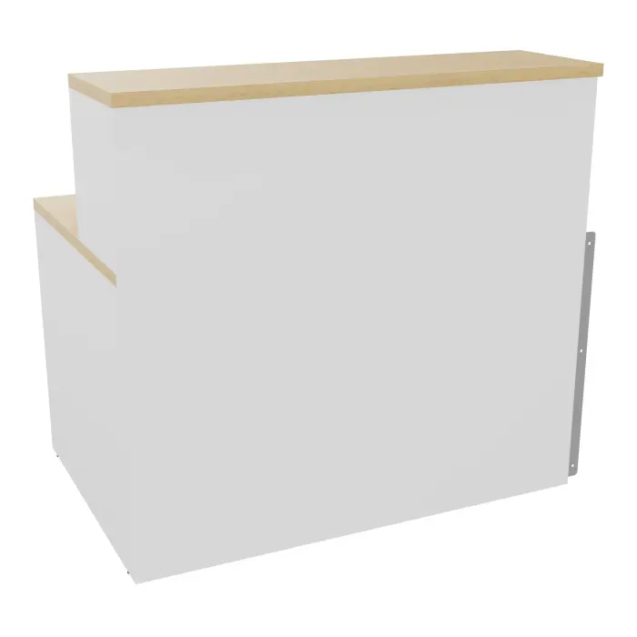 Module de banque d'accueil Guest extremité droite H. 113 x L. 120 cm plateau mélamine Chêne naturel structure mélamine blanc neige