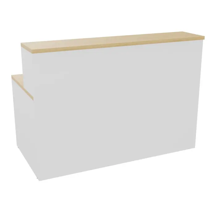 Module de banque d'accueil Guest indépendant H. 113 x L. 160 cm plateau mélamine Chêne naturel structure mélamine blanc neige