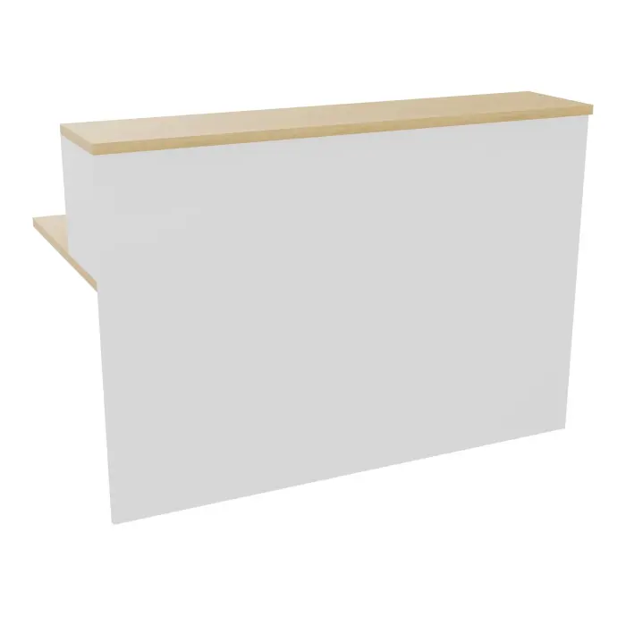 Module de banque d'accueil Guest extremité gauche H. 113 x L. 160 cm plateau mélamine Chêne naturel structure mélamine blanc neige