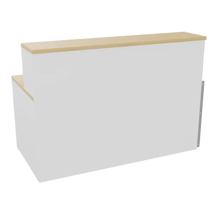 Module de banque d'accueil Guest extremité droite H. 113 x L. 160 cm plateau échancré mélamine Chêne naturel structure mélamine blanc neige