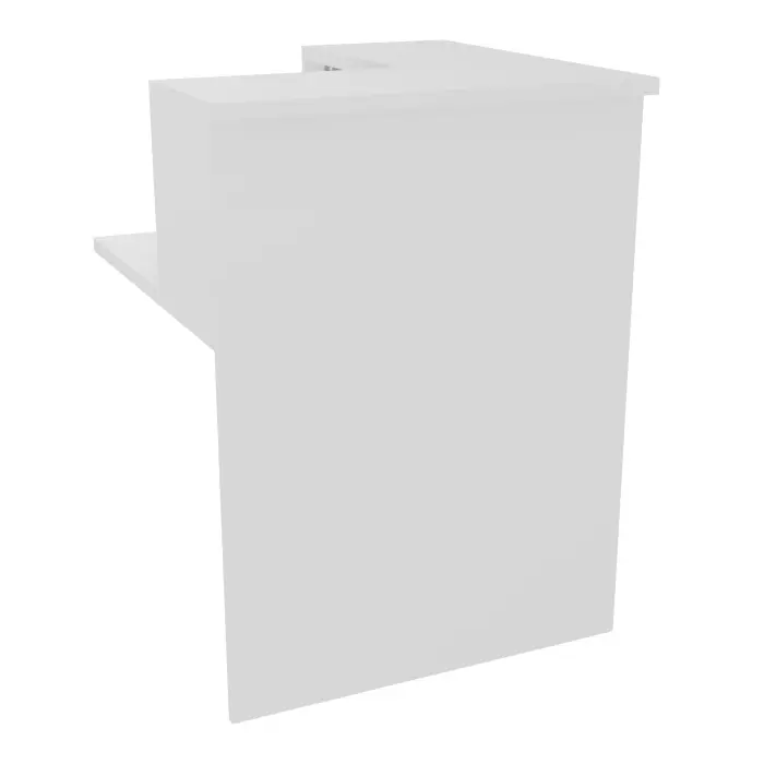 Module de banque d'accueil Guest angle gauche 90° extremité gauche H. 113 cm plateau mélamine blanc neige structure mélamine blanc neige