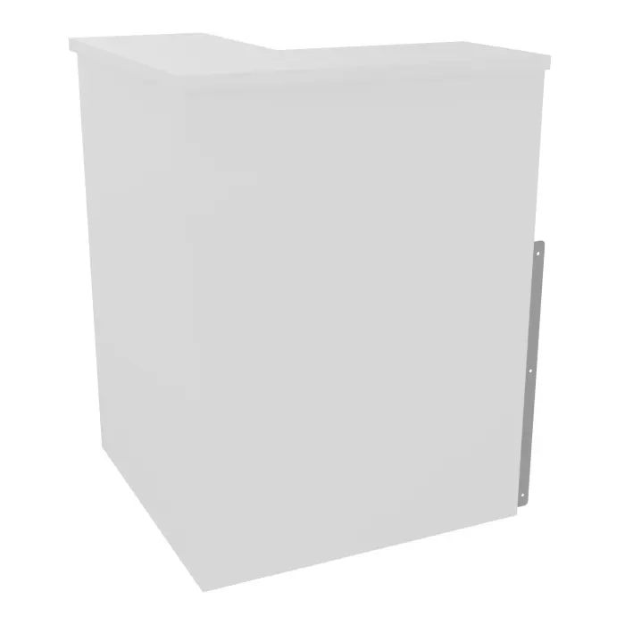 Module de banque d'accueil Guest angle droit 90° extremité droite H. 113 cm plateau mélamine blanc neige structure mélamine blanc neige