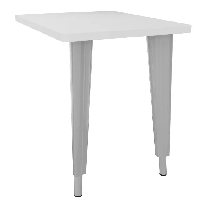 Retour suspendu droit 4Line L. 80 x P. 60 cm décor blanc neige sur pieds réglables en hauteur électrifiables finition gris aluminium