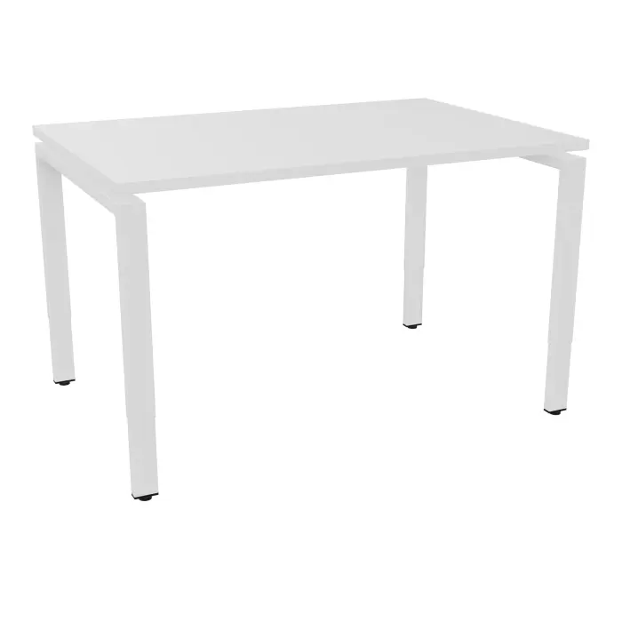 Bureau rectangulaire Conect L. 120 x P. 80 cm - plateau ép. 25 mm mélamine blanc neige - piétement arche rectangulaire réglable en hauteur métal lisse blanc