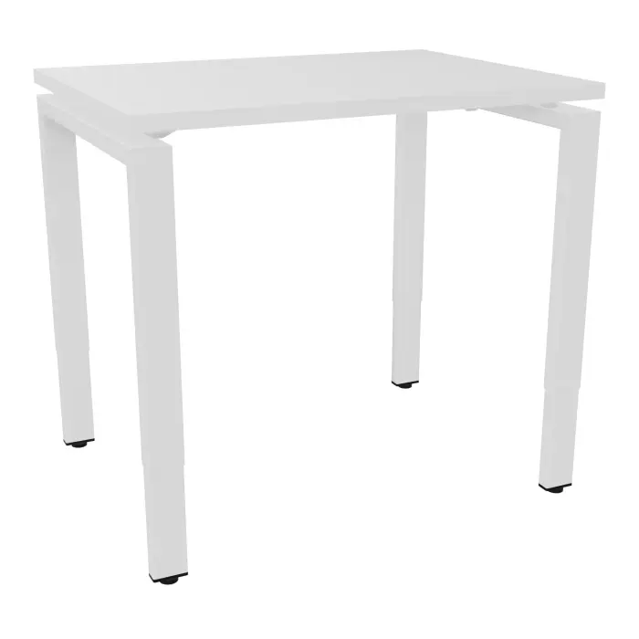 Bureau rectangulaire Conect L. 80 x P. 60 cm - plateau ép. 25 mm mélamine blanc neige - piétement arche rectangulaire réglable en hauteur métal lisse blanc