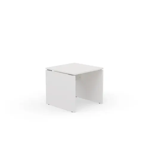 Table de bureau carrée Forstyl L. 80 x P. 80 cm mélamine blanc neige piétements panneau mélamine blanc neige