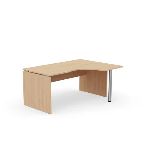 Compact asymétrique 90° Forstyl L.160 x P. 120/80 x Retour 60 cm à droit mélamine Chêne naturel piétements panneau mélamine Chêne naturel