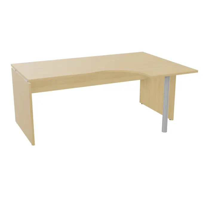 Compact asymétrique 90° Forstyl L.180 x P. 180/80 x Retour 60 cm à droit mélamine Chêne naturel piétements panneau mélamine Chêne naturel