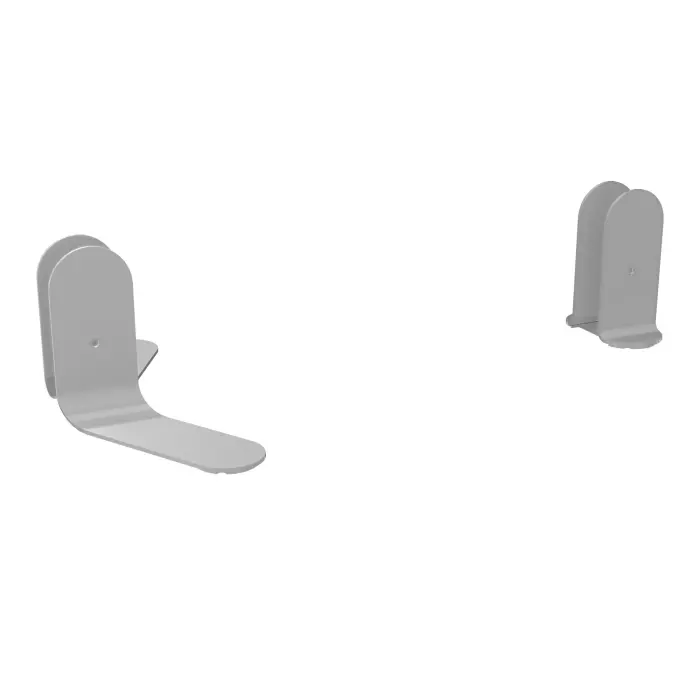 Jeu de 2 pieds métal lisse gris aluminium pour cloisons multiples avec boutons associés