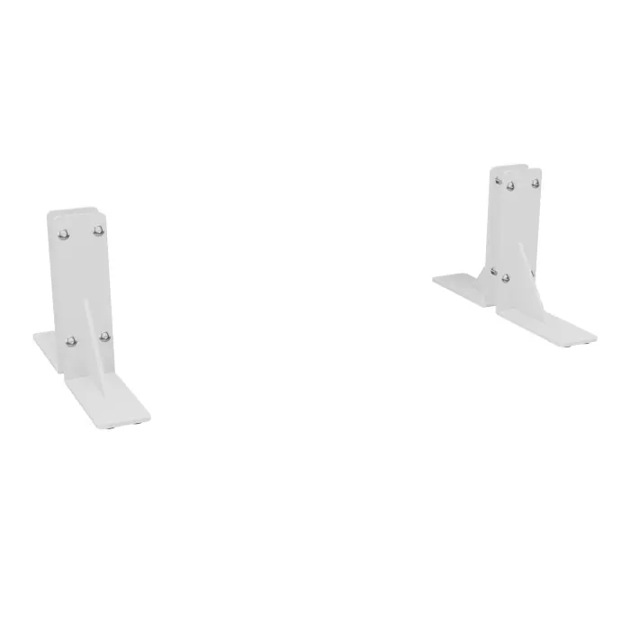 Jeu de 2 pieds fixes métal lisse blanc pour cloisons Twins
