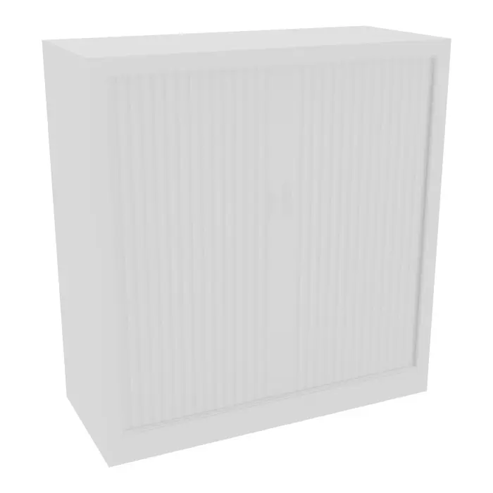 Armoire à rideaux H. 105 x L. 100 x P. 43 cm - corps blanc - rideaux blanc - équipée de 2 tablettes + rail