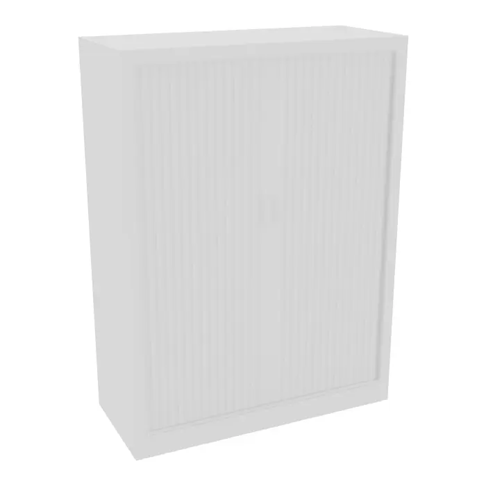Armoire à rideaux H. 135 x L. 100 x P. 43 cm - corps blanc - rideaux blanc - équipée de 2 tablettes + rail