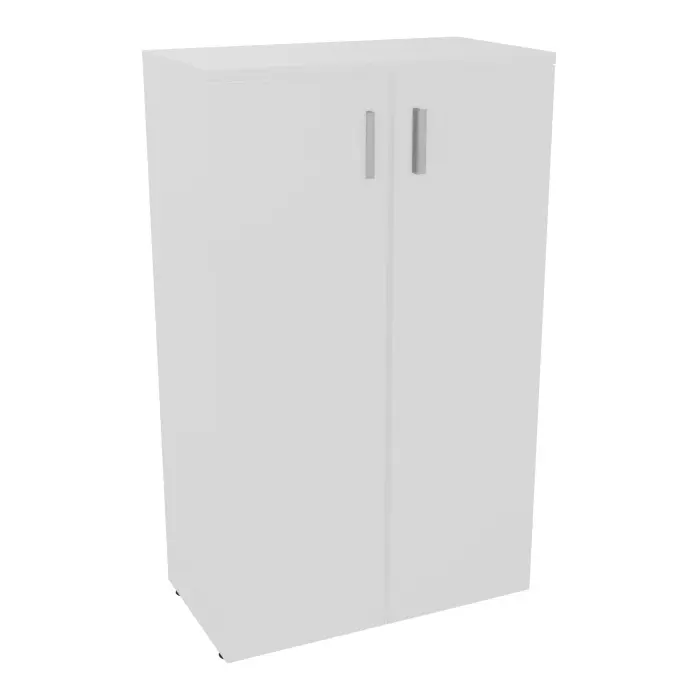 Armoire mélamine Armand 3 tablettes H. 133,5 x L. 80 x P. 43,2 cm corps et top finition mélamine blanc neige avec 2 portes soft-closing mélamine blanc neige - poignées métal gris aluminium