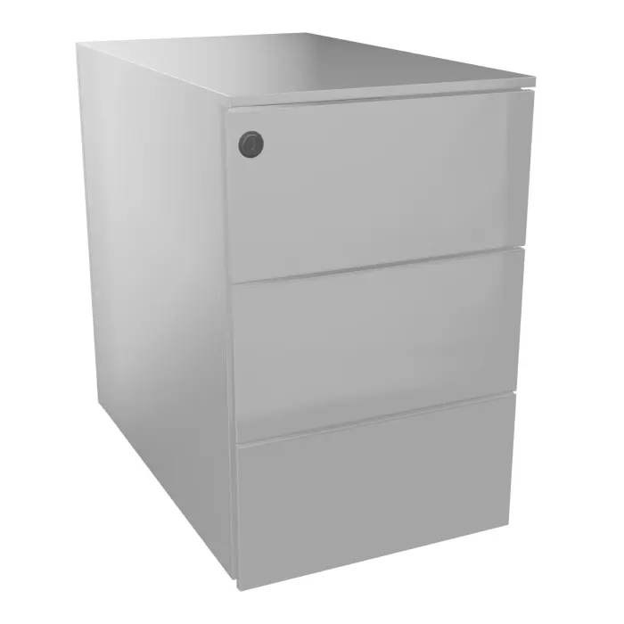 Caisson mobile faible encombrement métal gris aluminium L. 32 x P. 53,3 x H. 50,5 cm top métal 3 tiroirs plats