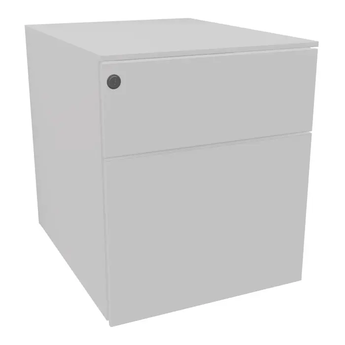 Lot de 8 caissons mobile finition métal lisse gris clair L. 42 x P. 53,3 x H. 50,5 cm - top métal - 2 tiroirs dont un dossiers suspendus