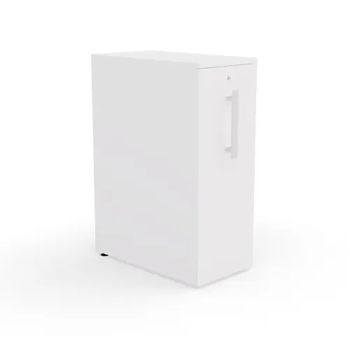 Caisson individuel Gustave hauteur comptoir H. 113,5 x L. 43,2 x P.80 cm corps & top mélamine blanc neige porte mélamine blanc neige