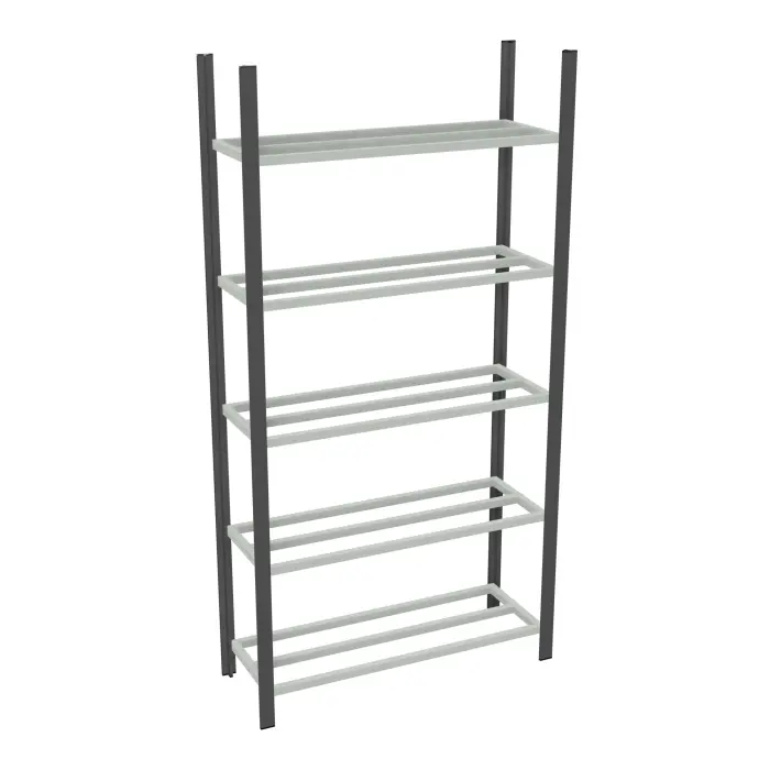 Rayonnage tubulaire Elément départ gris anthracite H. 200 x L. 100 x P. 35 cm 5 tablettes