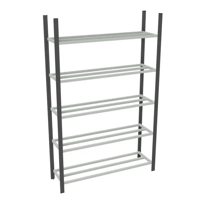 Rayonnage tubulaire Elément départ gris anthracite H. 200 x L. 125 x P. 35 cm 5 tablettes