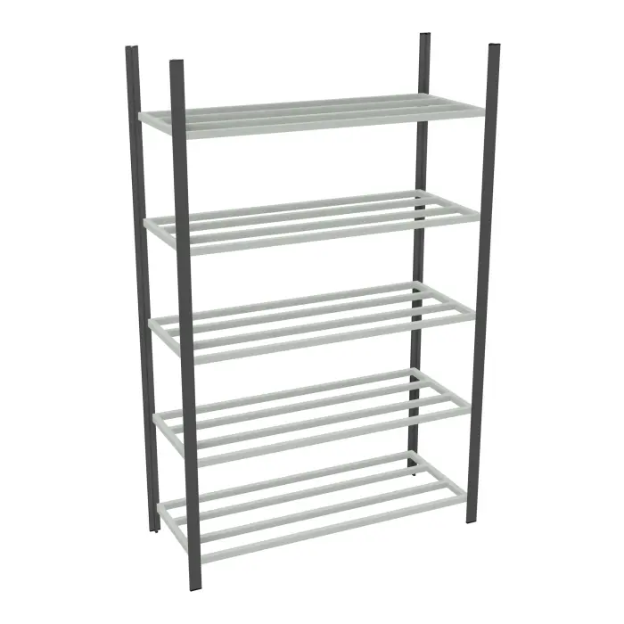 Rayonnage tubulaire Elément départ gris anthracite H. 200 x L. 125 x P. 50 cm 5 tablettes