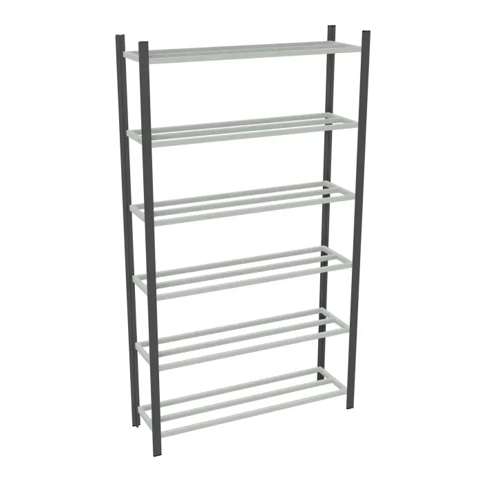 Rayonnage tubulaire Elément départ gris anthracite H. 225 x L. 125 x P. 35 cm 6 tablettes