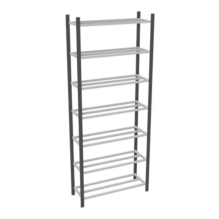 Rayonnage tubulaire Elément départ gris anthracite H. 250 x L. 100 x P. 35 cm 7 tablettes