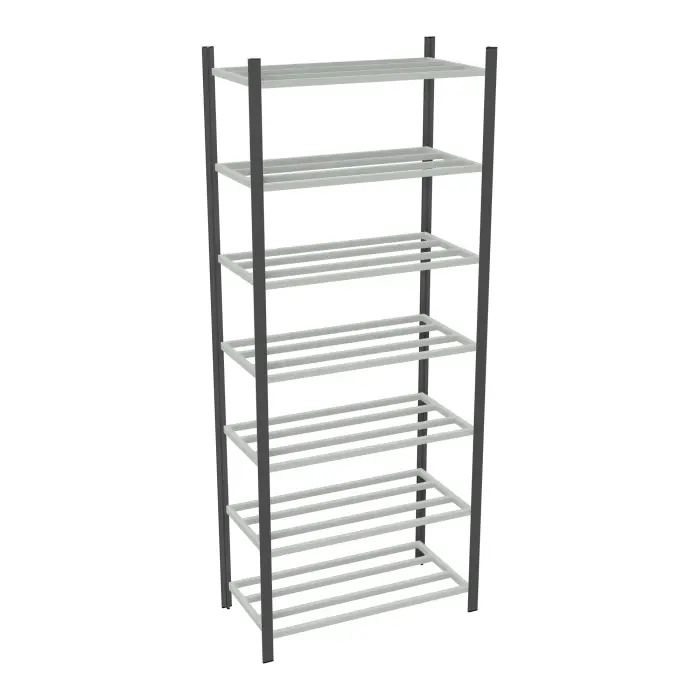 Rayonnage tubulaire Elément départ gris anthracite H. 250 x L. 100 x P. 50 cm 7 tablettes