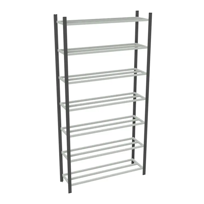 Rayonnage tubulaire Elément départ gris anthracite H. 250 x L. 125 x P. 35 cm 7 tablettes