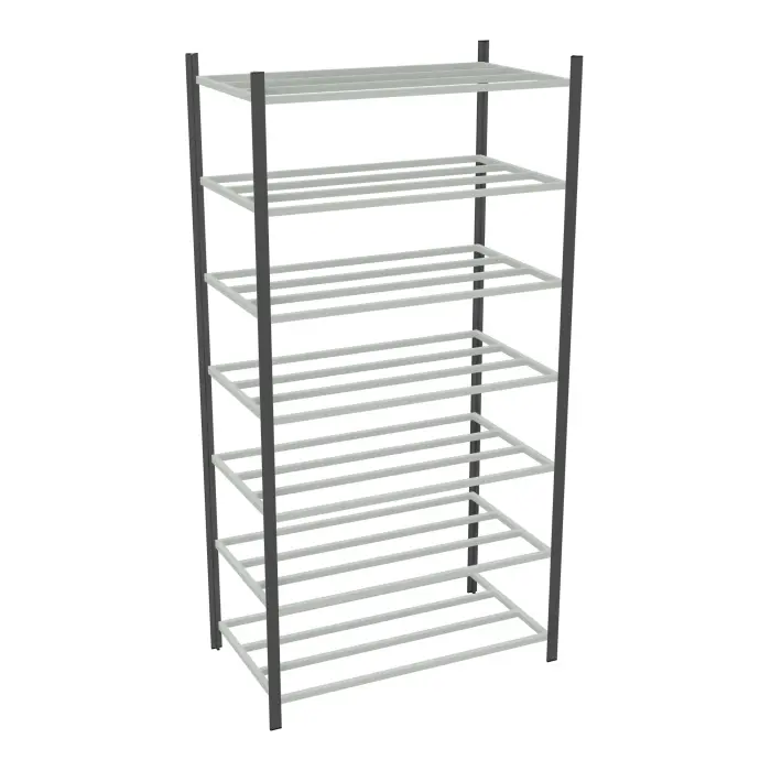 Rayonnage tubulaire Elément départ gris anthracite H. 250 x L. 125 x P. 70 cm 7 tablettes