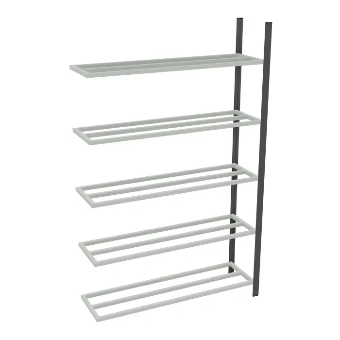 Rayonnage tubulaire Elément suivant gris anthracite H. 200 x L. 125 x P. 35 cm 5 tablettes