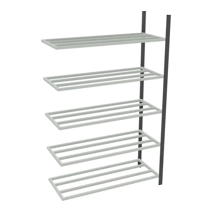 Rayonnage tubulaire Elément suivant gris anthracite H. 200 x L. 125 x P. 50 cm 5 tablettes