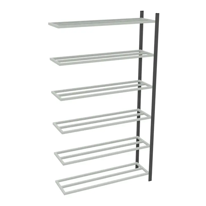 Rayonnage tubulaire Elément suivant gris anthracite H. 225 x L. 125 x P. 35 cm 6 tablettes