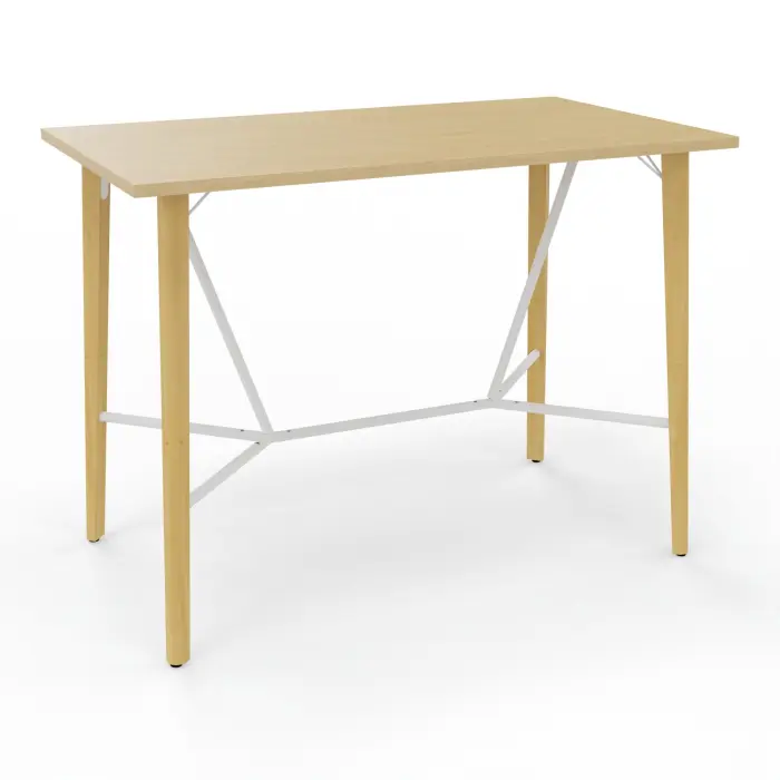 Robin table réunion L. 140 cm x P. 80 cm x H. 104,5 cm Chêne naturel pieds métal lisse blanc/bois hêtre massif vernis