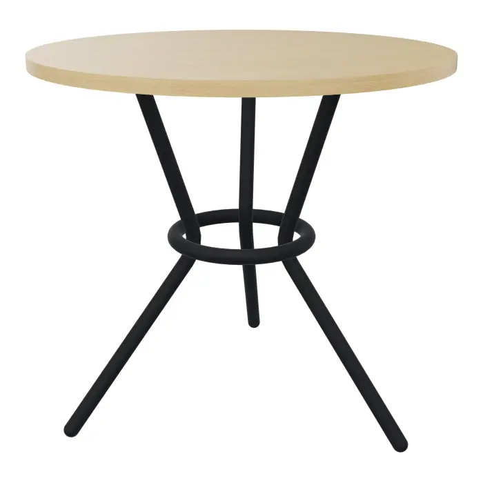 Table Gaby H. 74 cm mélamine Chêne naturel piètements métal structuré noir