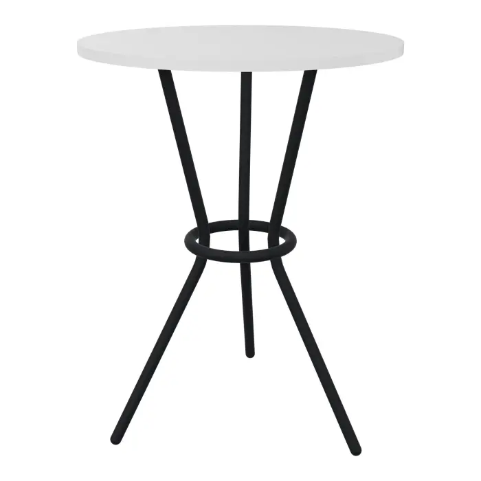 Table Gaby H. 105 cm mélamine blanc neige piètements métal structuré noir