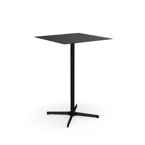 Table outdoor Lucie L. 70 cm x l. 70 cm x H. 104,5 cm métal structuré noir - piétement métal lisse noir