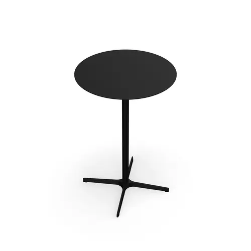 Table outdoor Lucie Ø70 cm x H. 104,5 cm métal structuré noir - piétement métal lisse noir