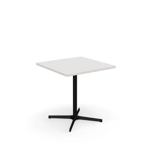 Table indoor Lucie L. 70 cm x l. 70 cm x H. 73,5 cm mélamine blanc neige - piétement métal structuré noir