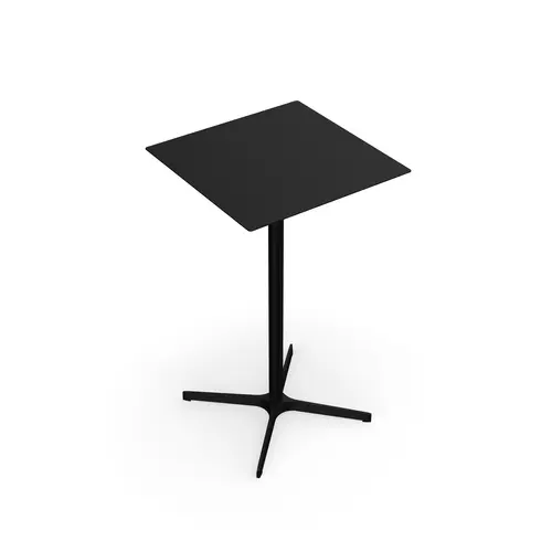 Table outdoor Lucie L. 60 cm x l. 60 cm x H. 105 cm en métal structuré noir piétement en métal lisse noir