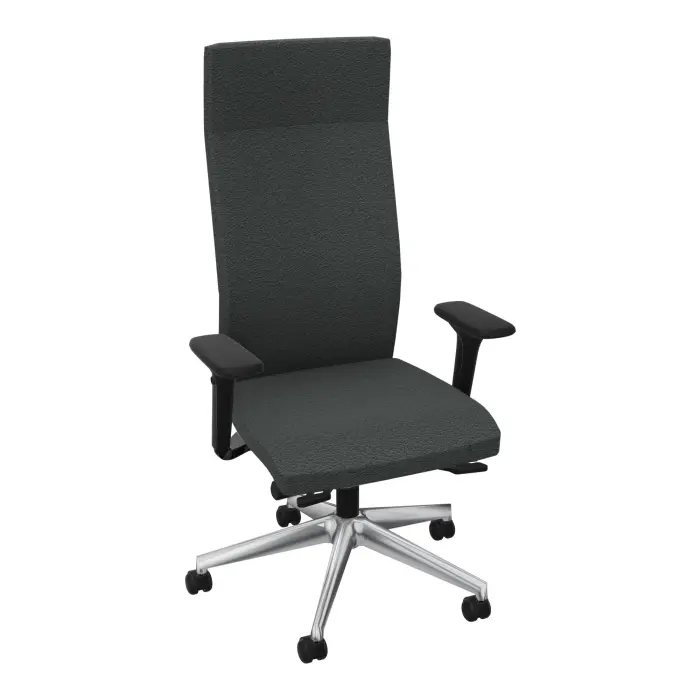 Siège Attitud synchrone cuir noir haut dossier avec tétière + accoudoirs 4D piètements métal chromé roulettes sol souple 50mm