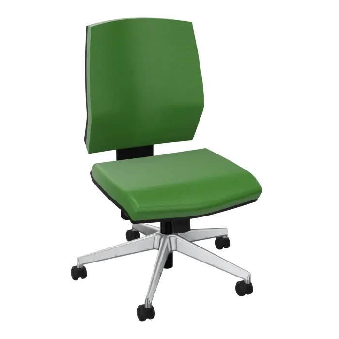 Siège Opus - mécanisme synchrone réglable en intensité - assise et dossier tissu Step bambou - piètement métal chromé - Roulettes pour sol souple freinées hors charge