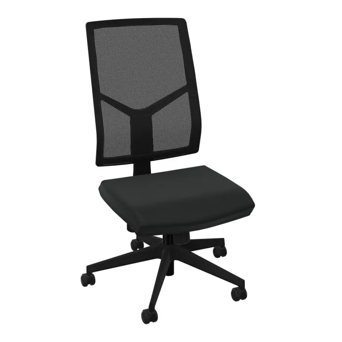 Siège Opus - mécanisme synchrone réglable en intensité - assise tissu Bondaï noir et haut dossier résille noire - piètement nylon noir - Roulettes pour sol dur freinées en charge