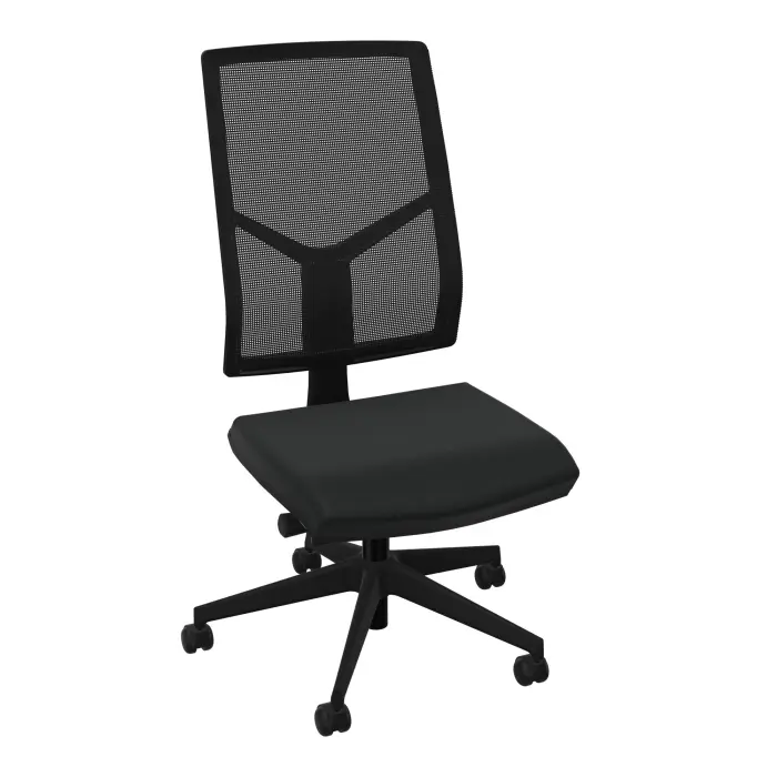Siège Opus - mécanisme synchrone réglable en intensité avec profondeur d'assise réglable - assise tissu Bondaï noir et haut dossier résille noire - piètement nylon noir - Roulettes pour sol dur