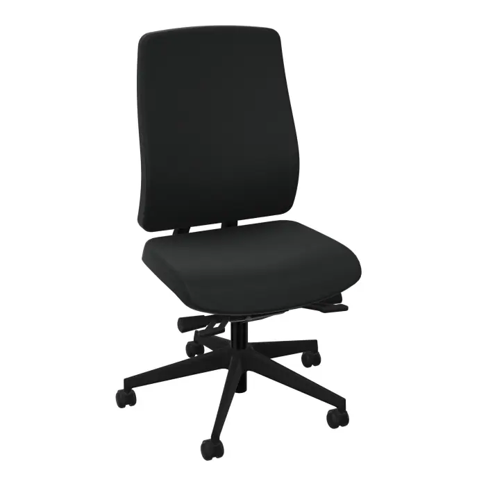 Siège Oscar 2 haut dossier mécanisme ergonomique dossier coque noir tissu Bondaï noir piétement nylon noir - roulettes sol dur