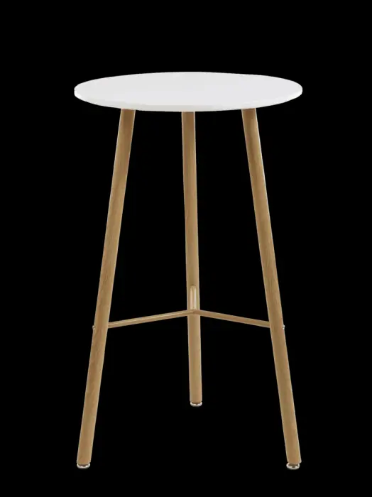 Tabouret  Structure en métal avec impression à chaud imitation bois Plateau en MDF blanc épaisseur 18 mm