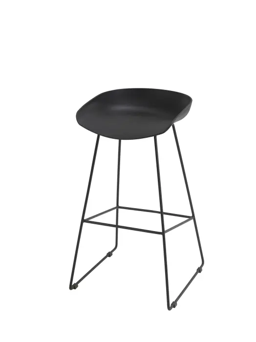 Tabouret Assise en polypropylène noir Structure fil métal noir Livré non monté