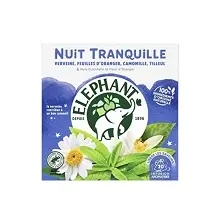 ELEPHANT INFUSION PYRAMIDE NUIT TRANQUILLE VERVEINE, FLEUR D'ORANGER 20PCS