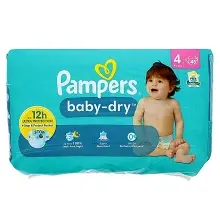 PAMPERS COUCHES BABY DRY N°4 (9-14KG) 45PCS